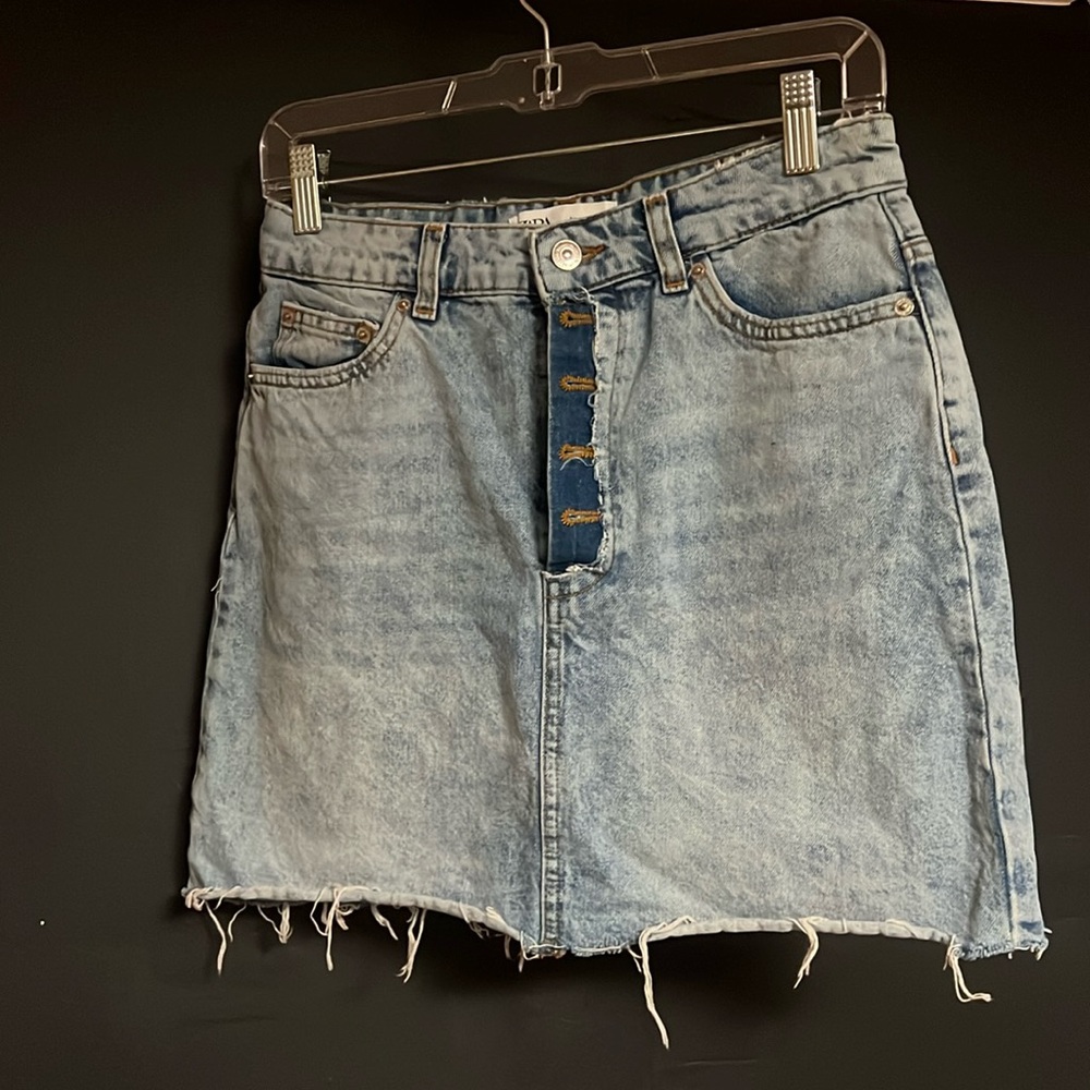 Denim Mini Skirt with Button Fly